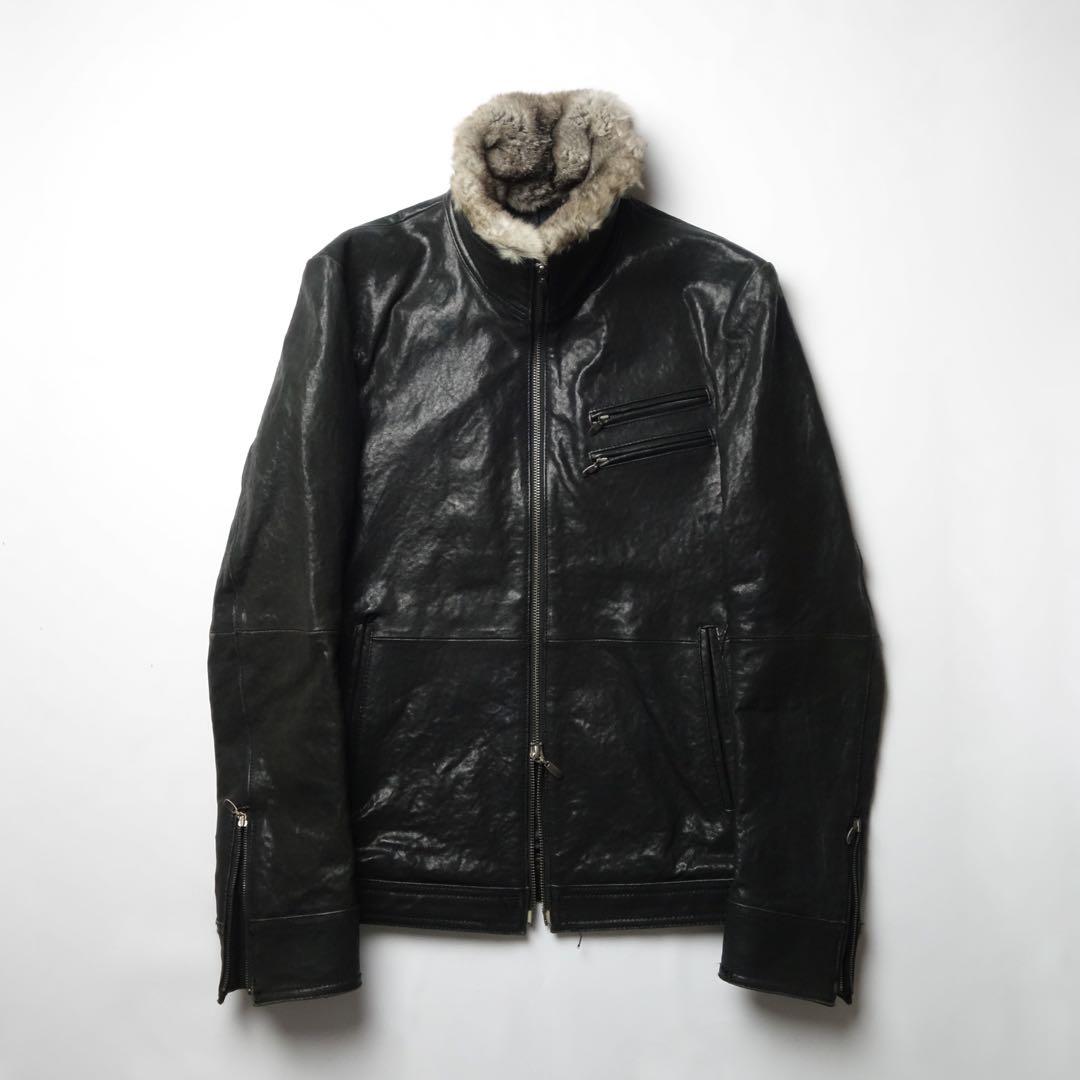 ジャケット・アウター 00s COMME CA MEN Fur Leather Riders JKT