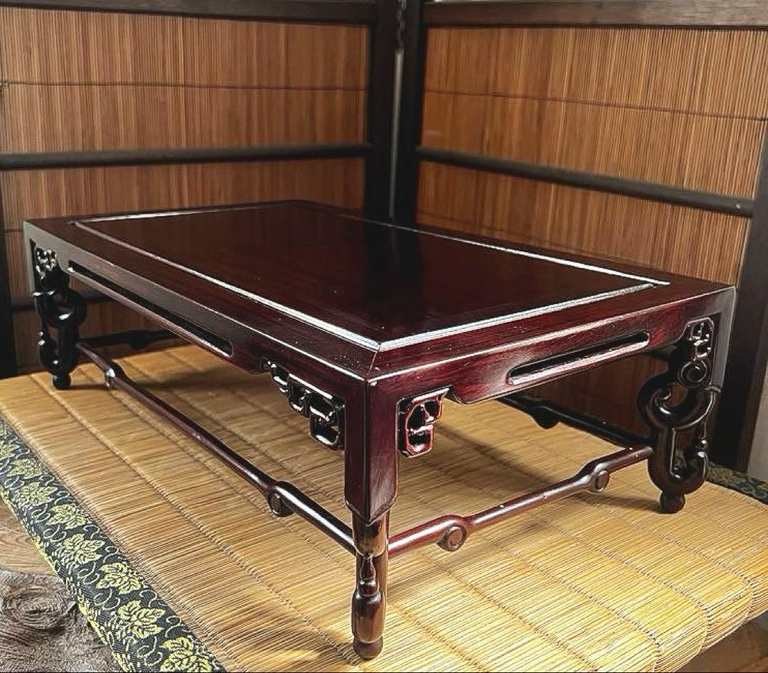 時代木 装飾透かし 四足 紫丹 花台 香台 盆栽台