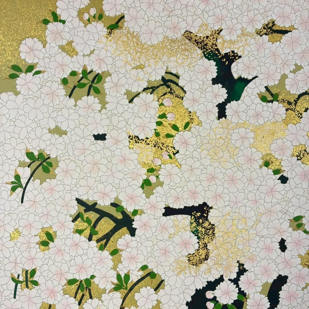 美品 橋本明治「桜」手摺木版画 ささき版画工芸 版元永井画廊 刷り込みサイン入