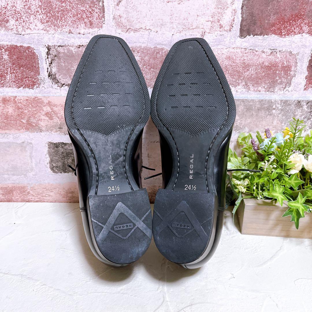 【REGAL リーガル】ドレスシューズ 革靴 キャップトゥ 黒 24.5 美品