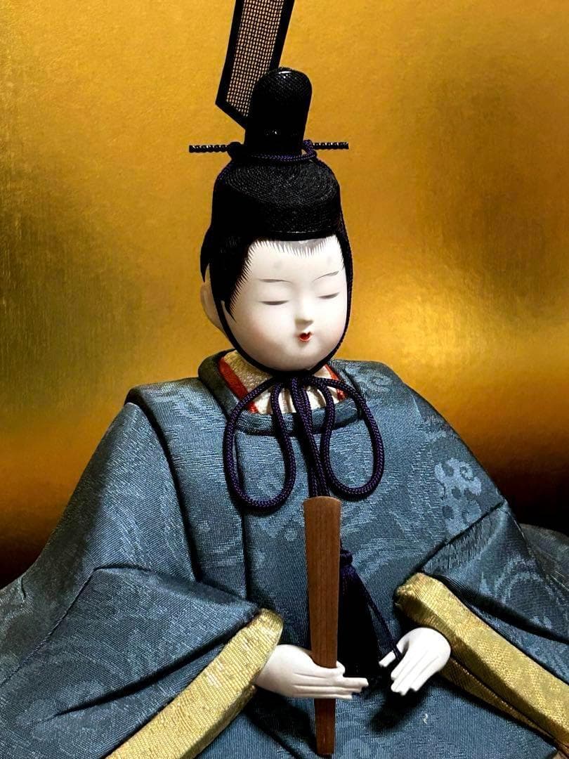 柿沼東光 作 江戸木目込人形 千歳雛　雛人形セット　正絹 西陣織 親王飾 美品