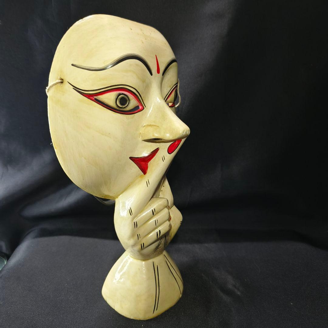 木彫りお面 時代物 手彫り 置物 旧家蔵出し コレクター放出美品 送料無料