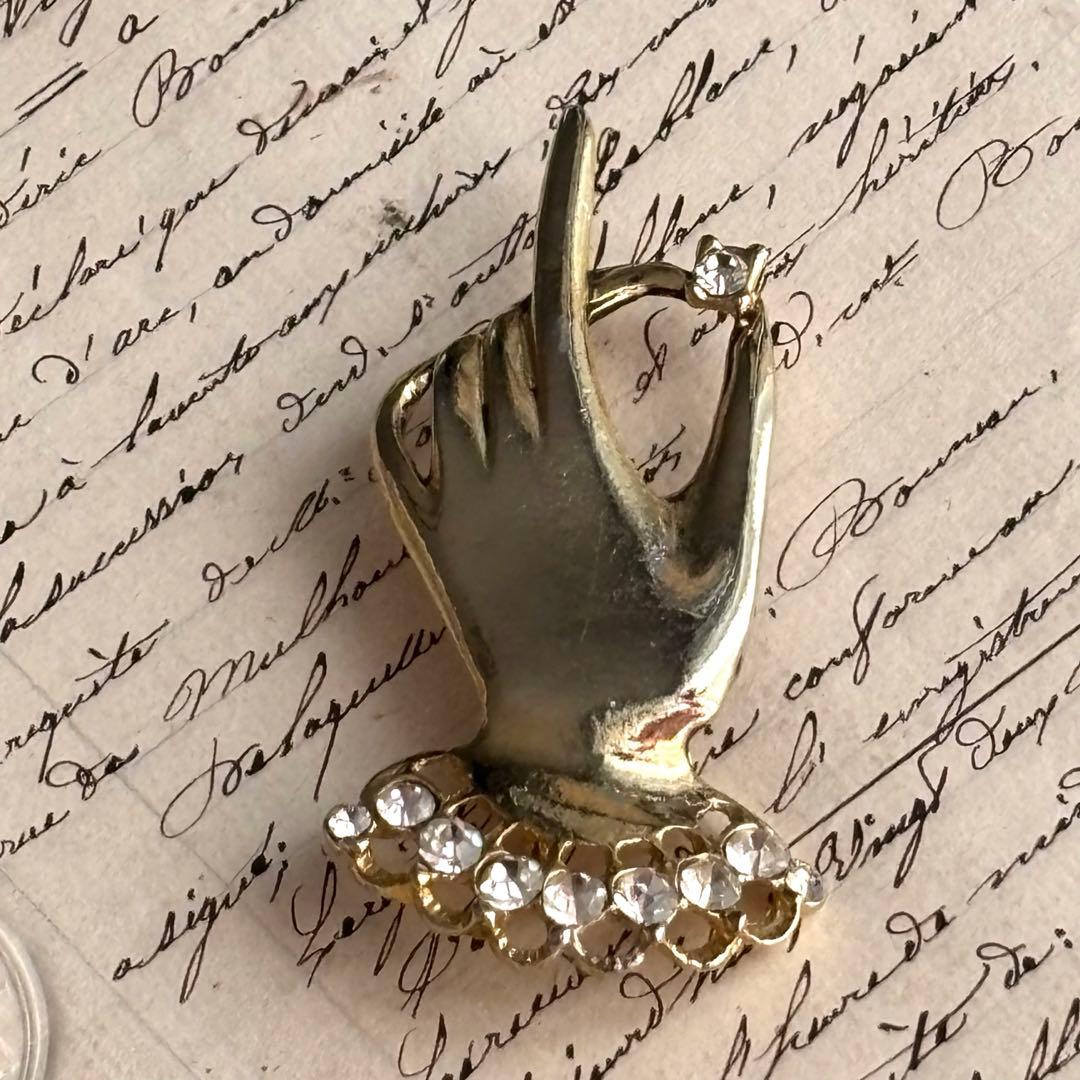 【美品】フランス 50’s クラシカル ブローチ ヴィンテージ 貴婦人 ストーン