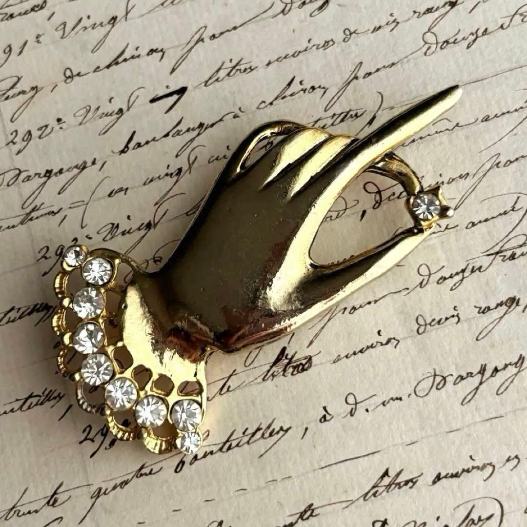 【美品】フランス 50’s クラシカル ブローチ ヴィンテージ 貴婦人 ストーン