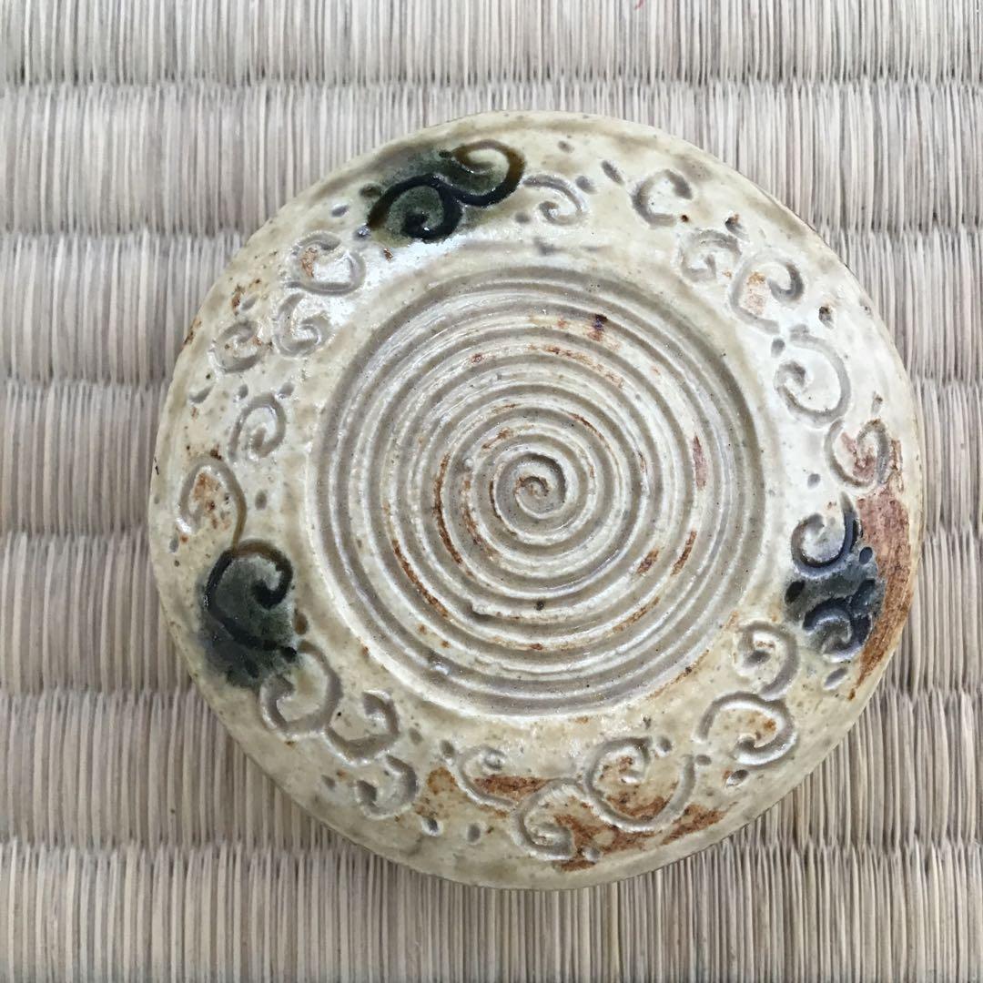 茶道具　香合　黄瀬戸干支巳香合　洞窯十五世　水野家康作　共箱　S77KGA