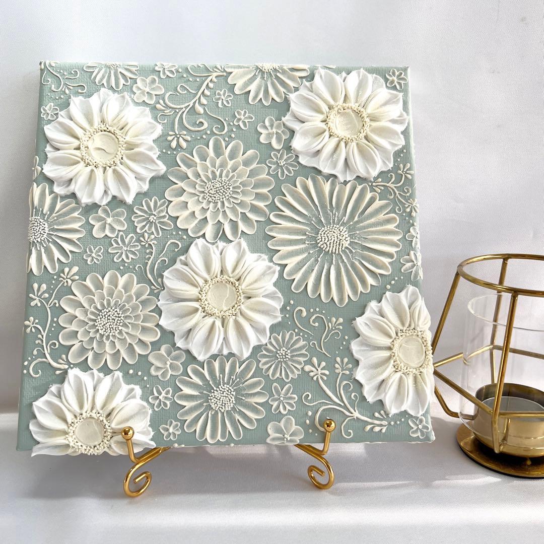 テクスチャーアート　絵画　インテリアアート　花　立体　絵　花の絵　アート　パネル