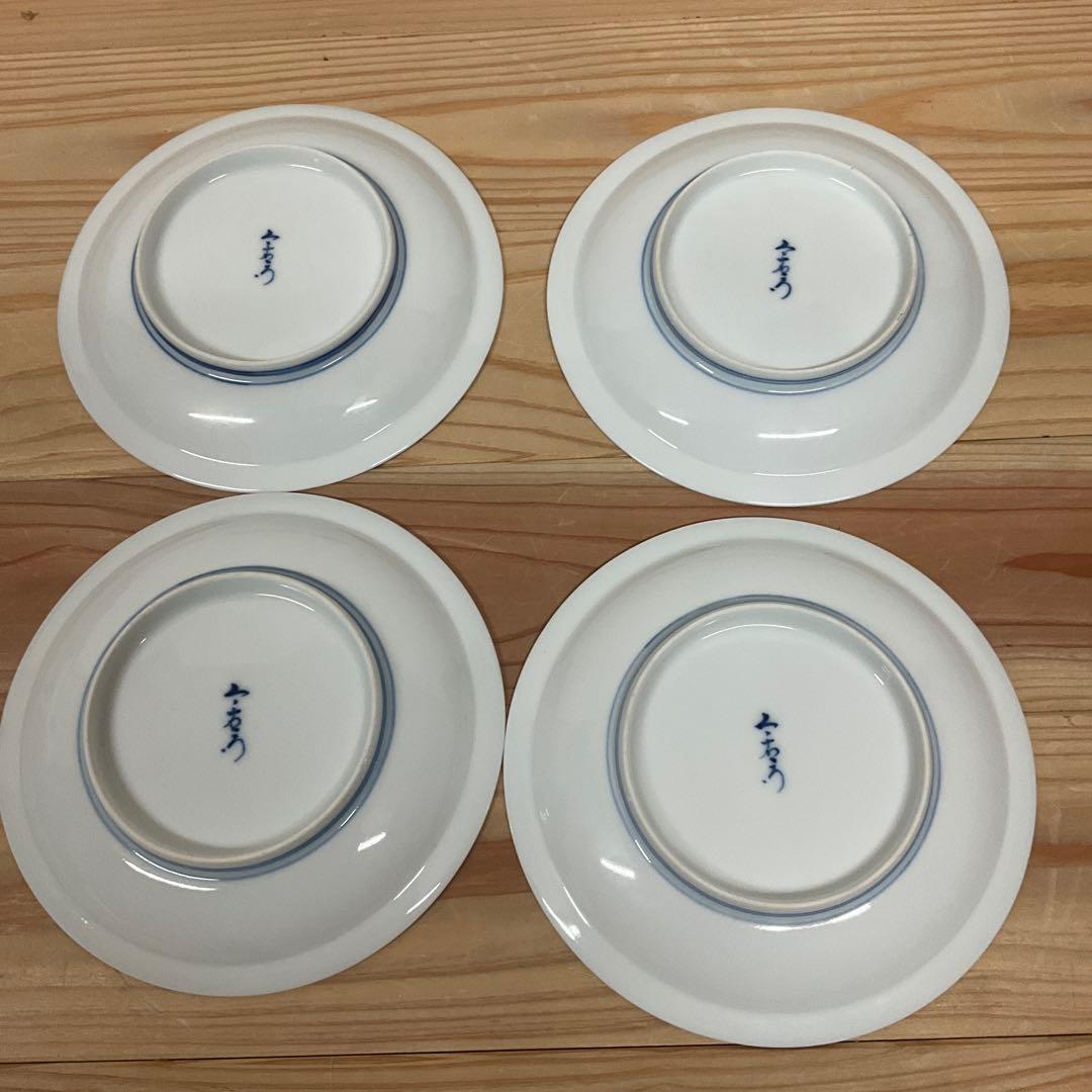 １３代今泉今右衛門　染錦笹紋銘々皿　4客