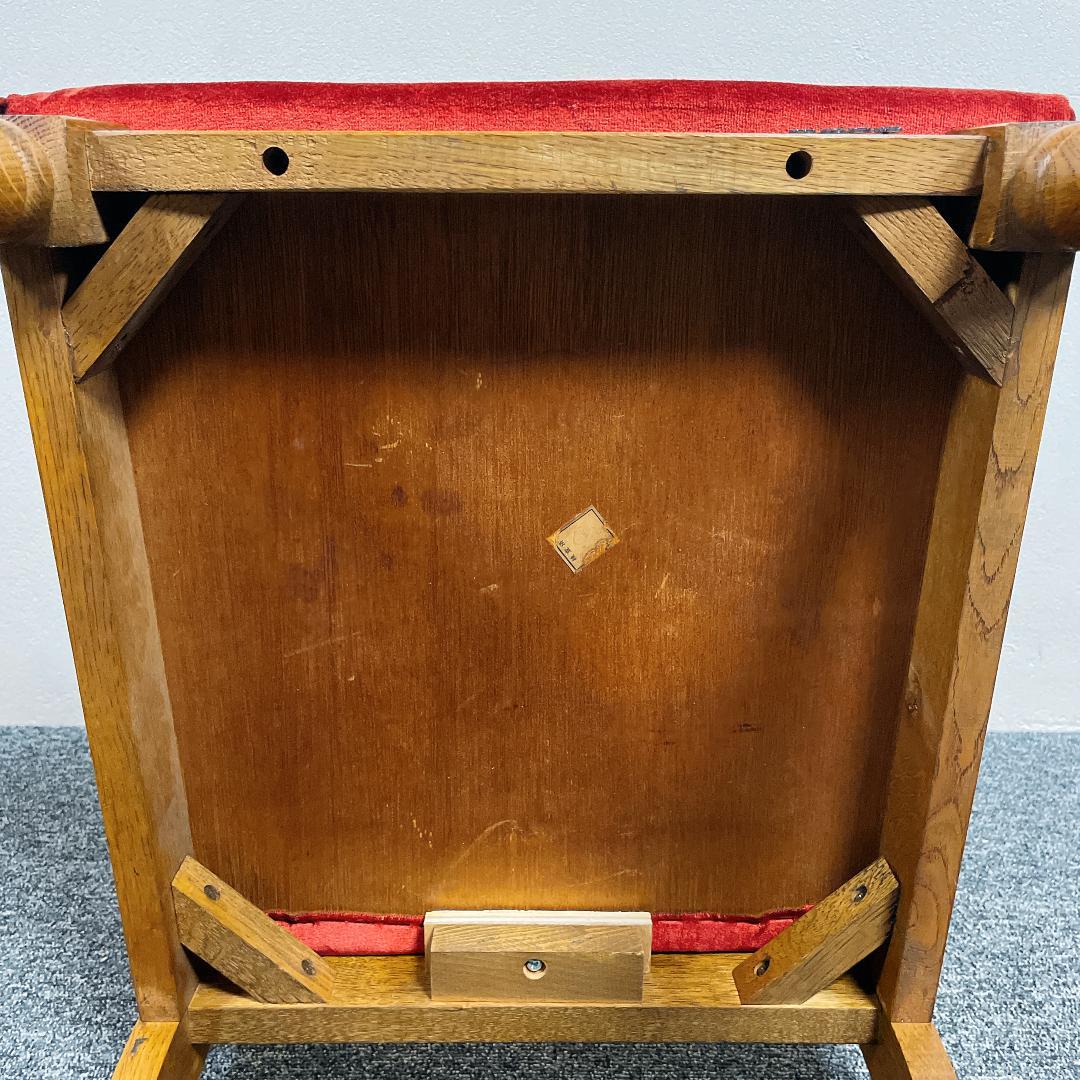 美品　浜本工芸　レトロ　アンティーク 木製チェア 赤