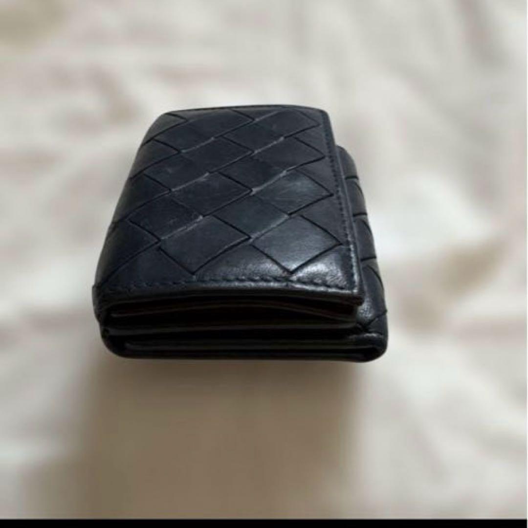 ボッテガヴェネタ　イントレチャート 三つ折りウォレット　ネイビー　ブラウン