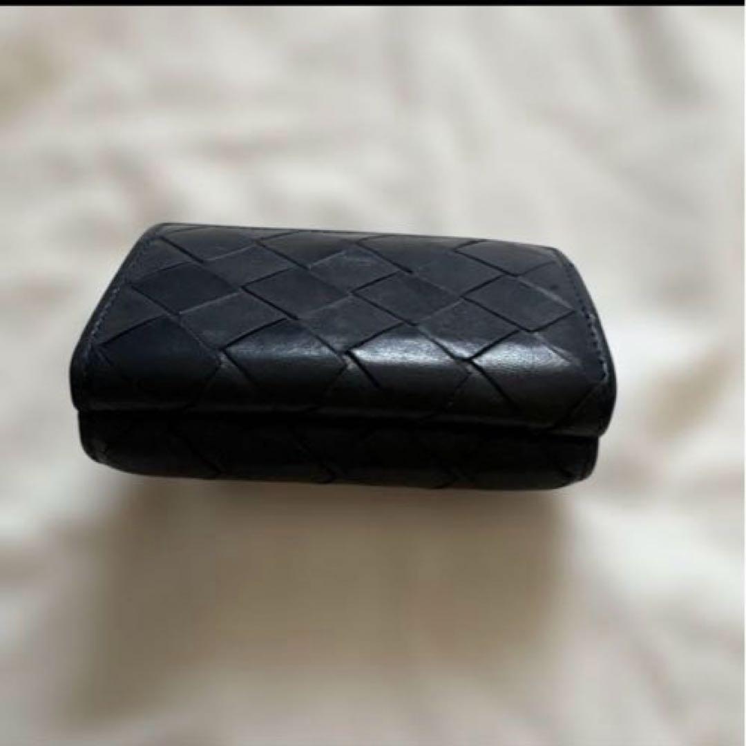 ボッテガヴェネタ　イントレチャート 三つ折りウォレット　ネイビー　ブラウン