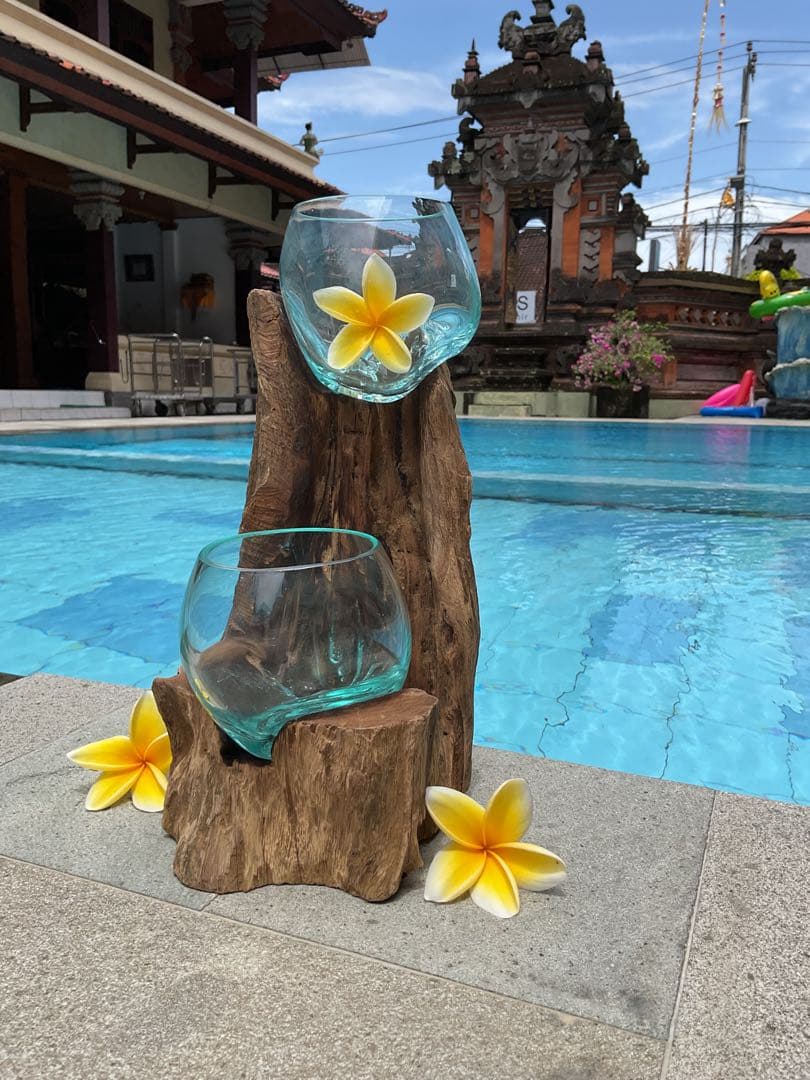 【新入荷】フィッシュボール(天然木ガラス水槽)Mサイズ2個口(穴空き)