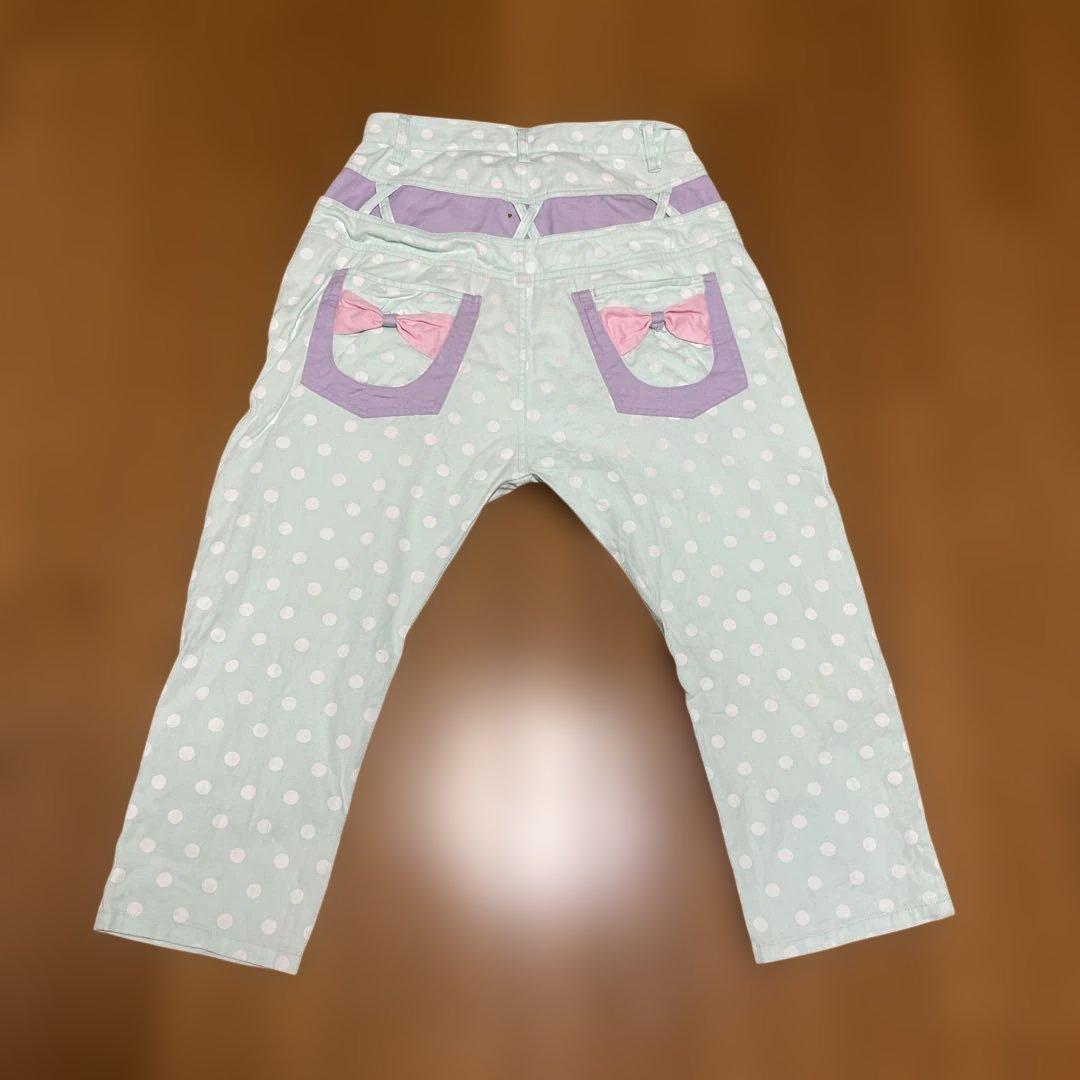 ミルクリーム　リボン　ミント　ズボン　サルエルパンツ