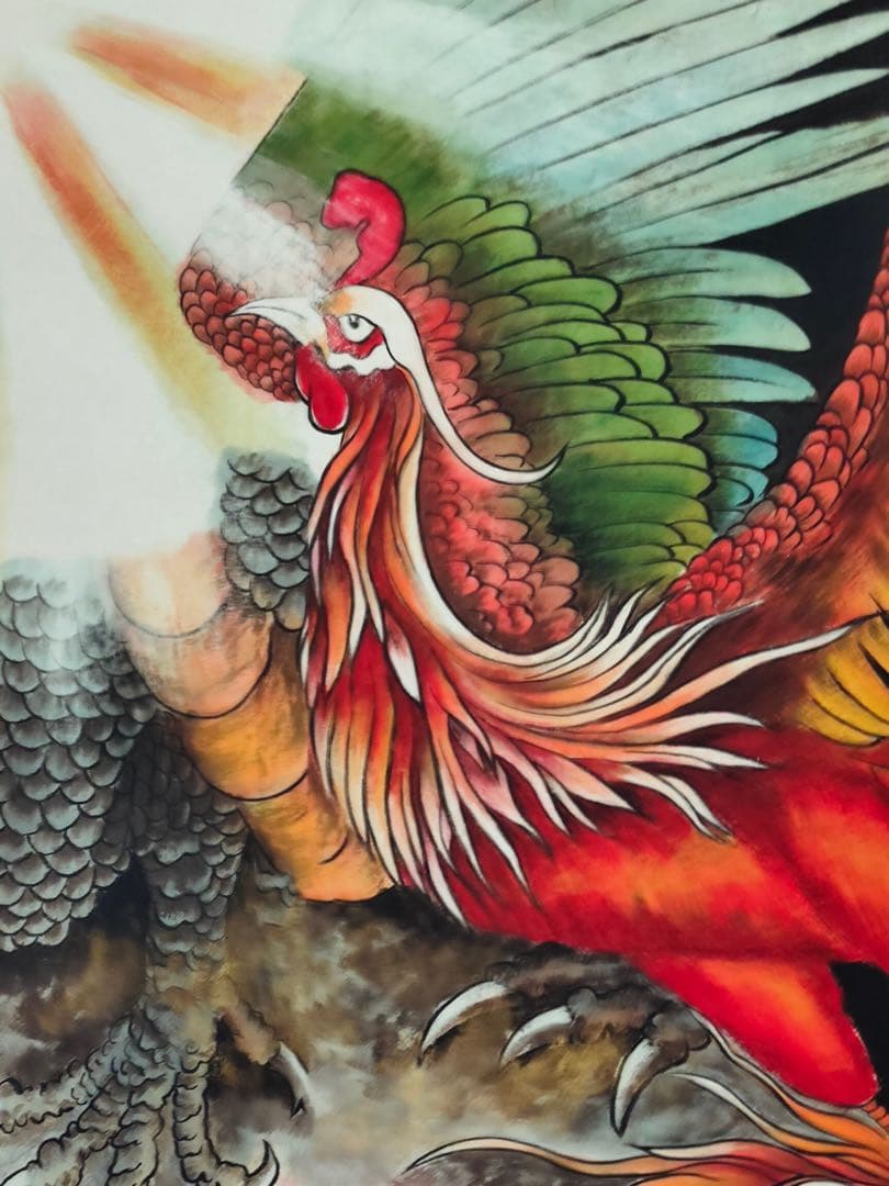 龍鳳絵　大型　名家　劉継卣 掛け軸