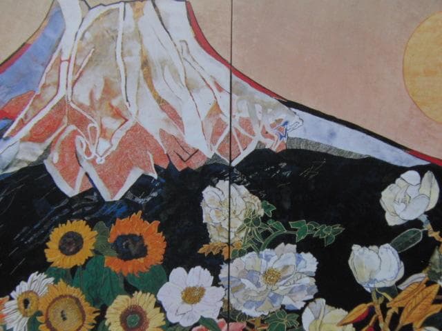 片岡球子、【富士に献花】、希少な額装用画集より、新品額装付