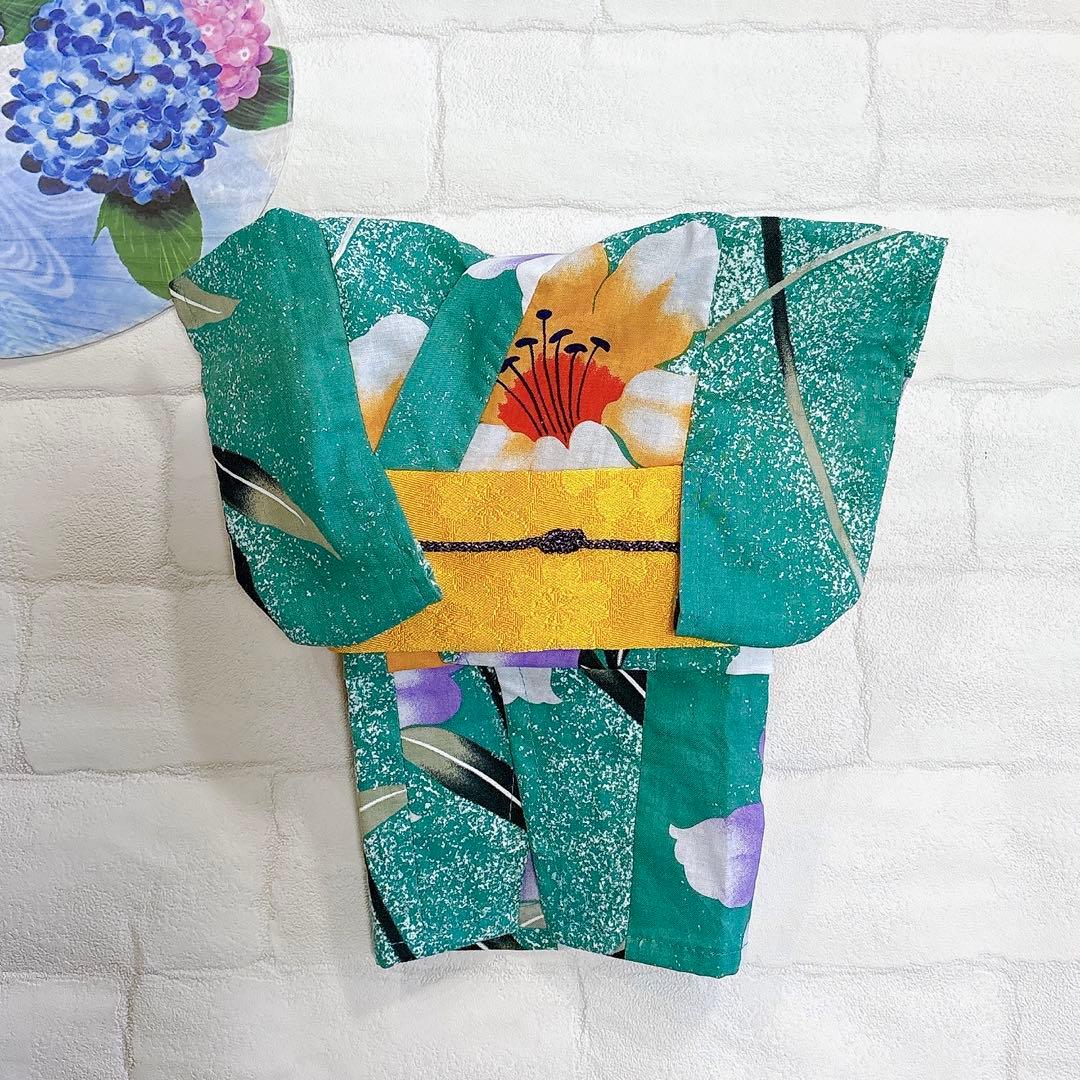 即納✨犬の浴衣✨犬用本格本染浴衣 XS グリーン 犬服 ゆかた