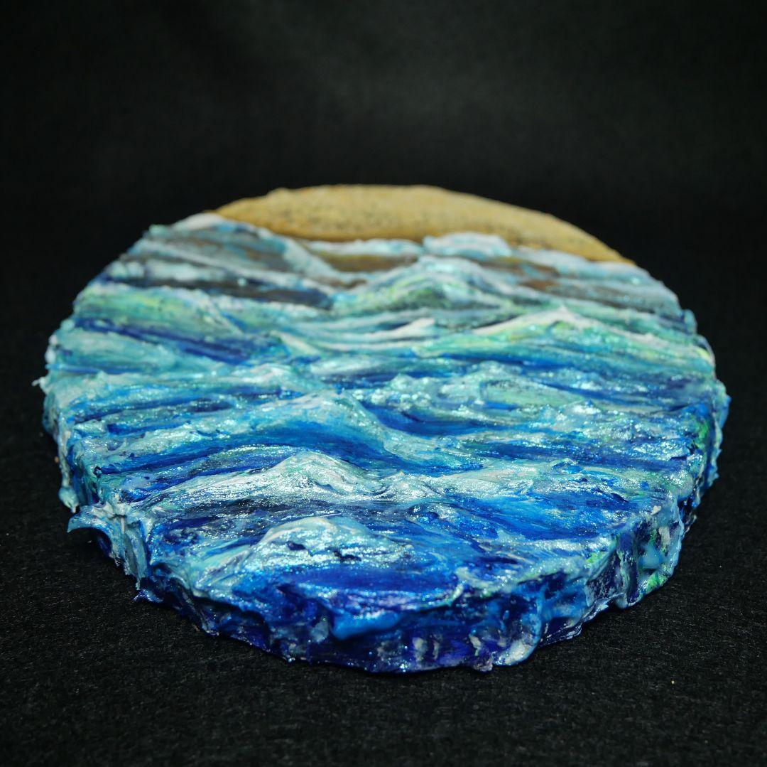 油絵 油彩 油彩画 絵画 絵 変形キャンバス【砂浜の波】