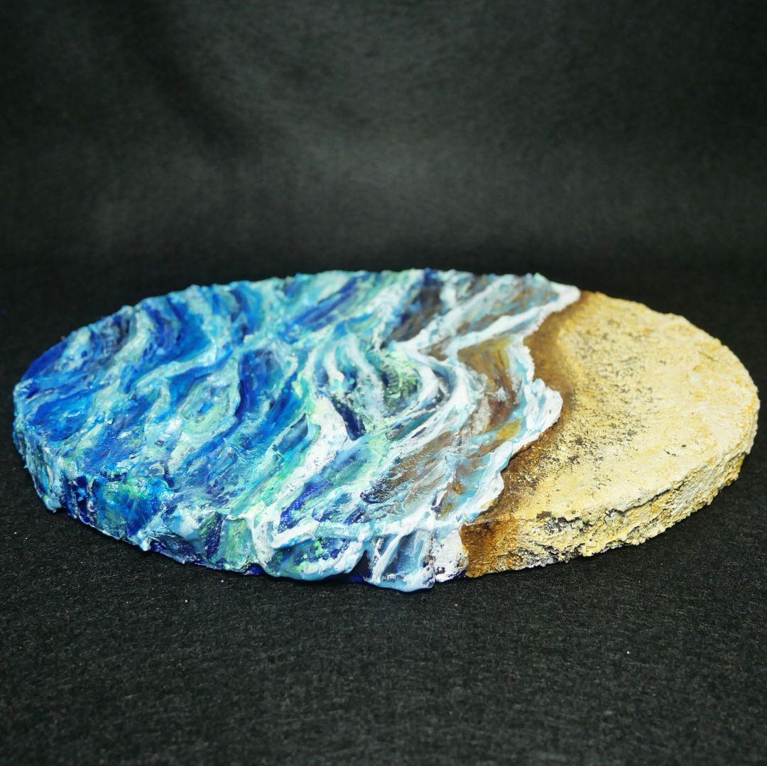 油絵 油彩 油彩画 絵画 絵 変形キャンバス【砂浜の波】