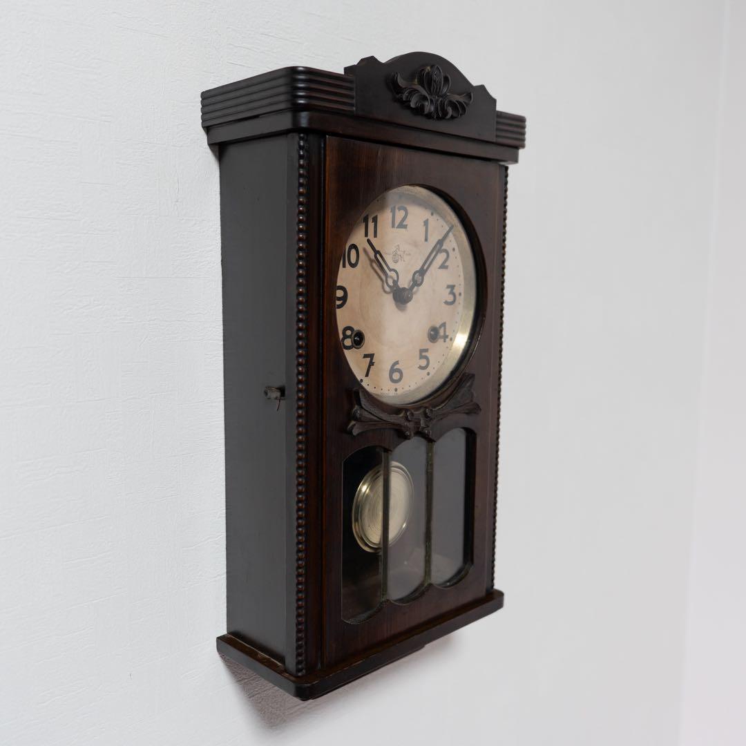 尾張時計　振り子時計　昭和レトロ　オーバーホール済　動作品