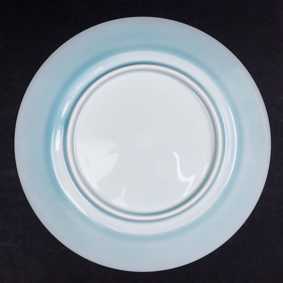 塚本快示 人間国宝 青白磁 百合文 皿 共布 共箱 未使用