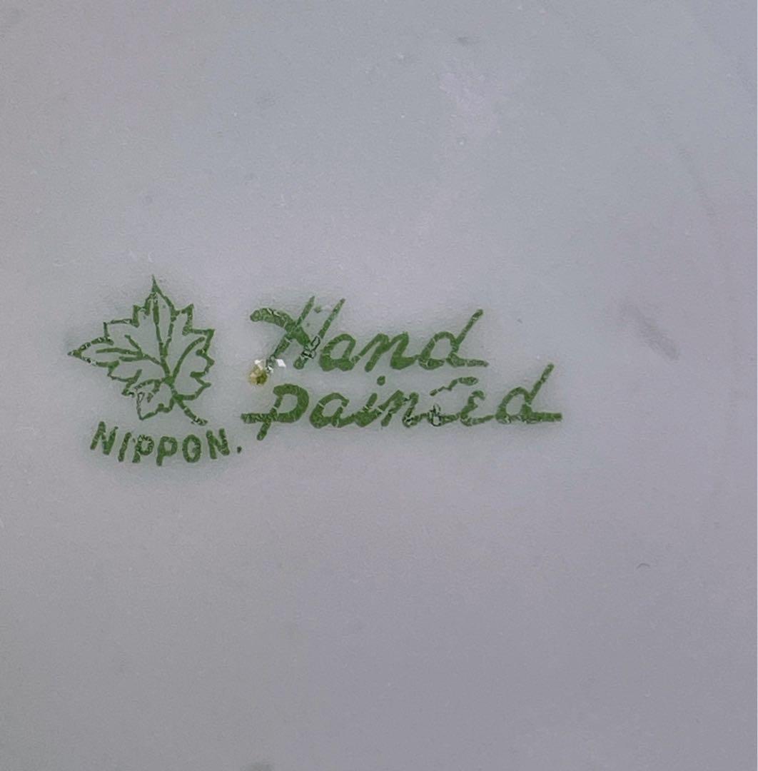 【美品】オールドノリタケ ジュエル 翠地金盛り蝶 薔薇紋花瓶 ジュール エナメル