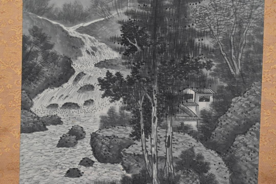 【真作】瑞雲/白雲渓山図/山水図/掛軸☆宝船☆AB-396