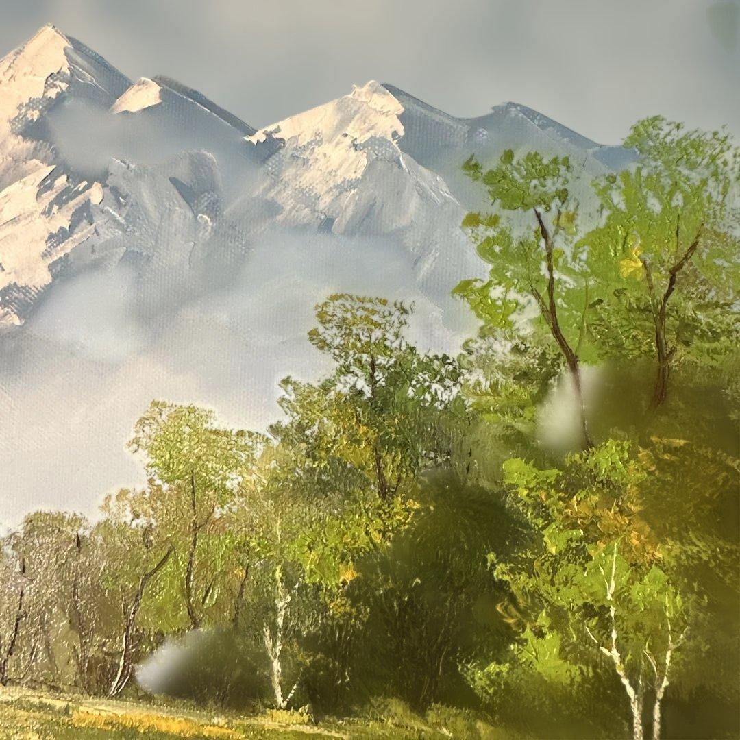 工藤昭重　真作　肉筆　油彩　キャンバス絵画　風景画　アルプス山脈　インテリア