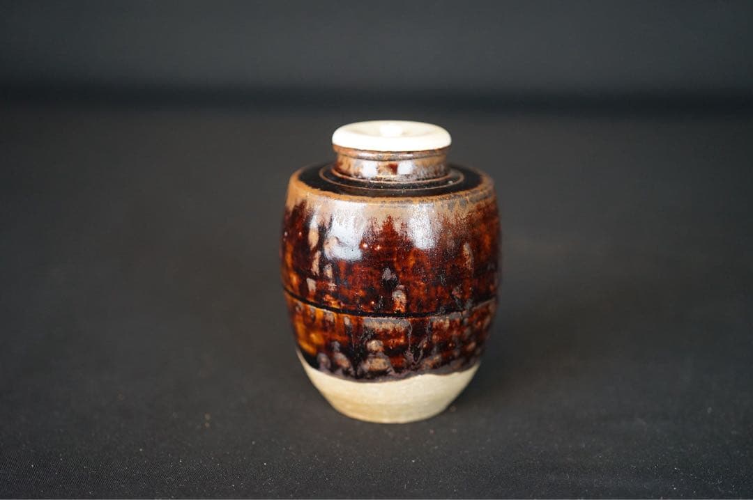 瀬戸茶入 大徳寺立花大亀書付 銘 寿山 共箱 紙箱 仕覆付 鶴ヶ岡間道 有楽純子