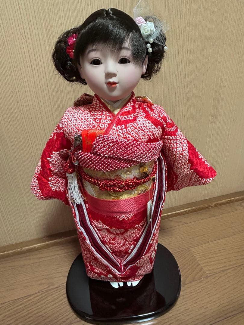 市松人形 赤い着物 伝統工芸