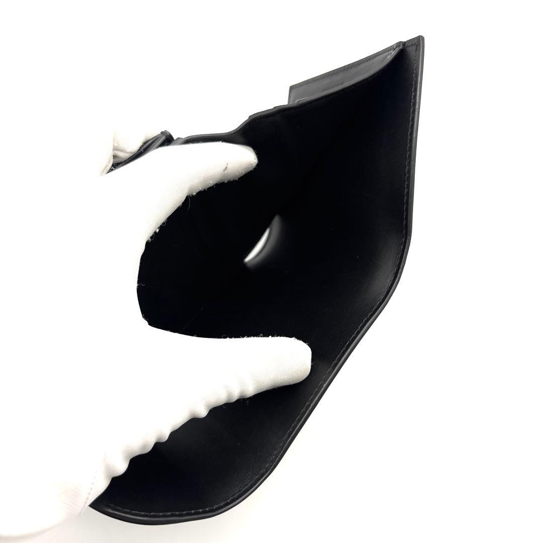 未使用級◆CELINE 三つ折り財布 トリオンフ シルバーロゴ ブラック