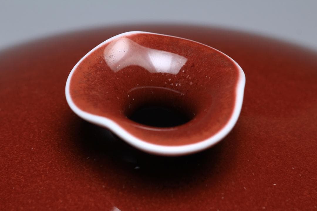 馬場真右衛門　辰砂花瓶　日展作家　有田焼　共箱　美品　茶道具【正一古美術】