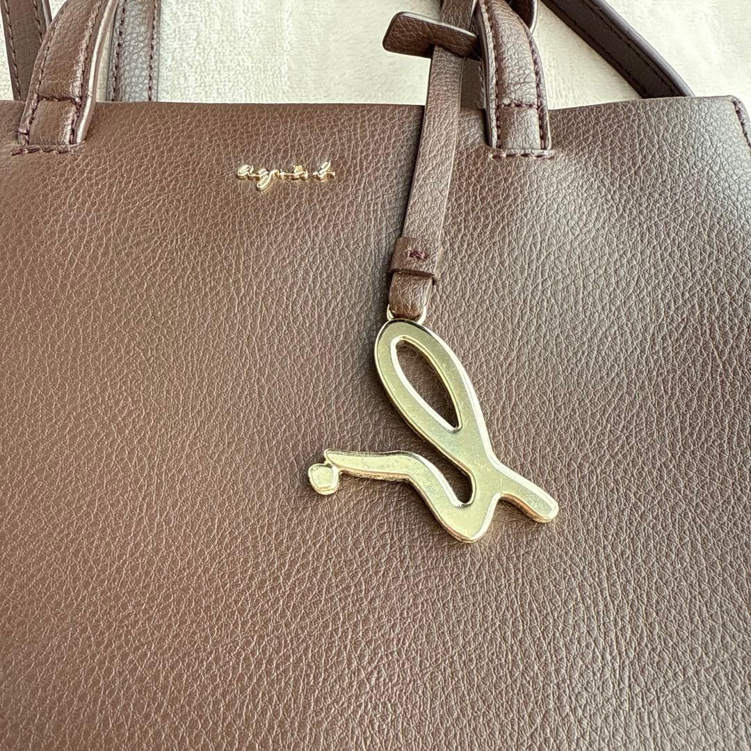 agnès b. ダークブラウン ハンドバッグ