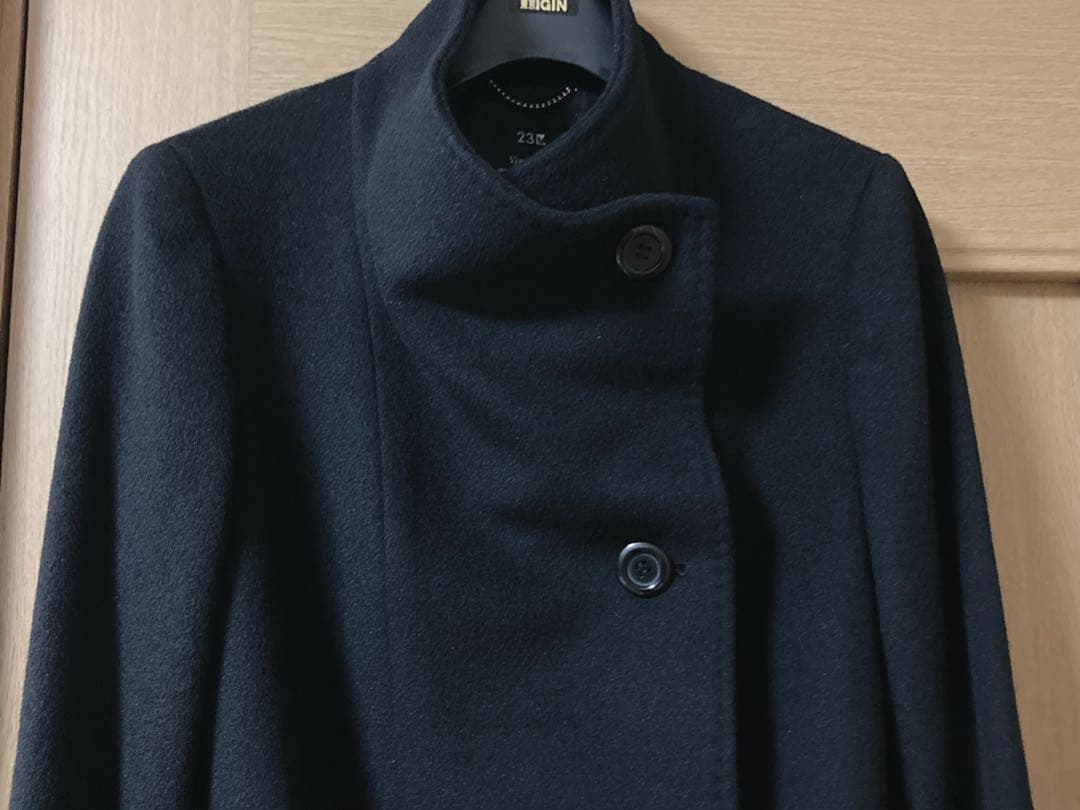 23区 ブラック ベルト付　ロングコート サイズ38 Mサイズ　羊毛✖︎アンゴラ