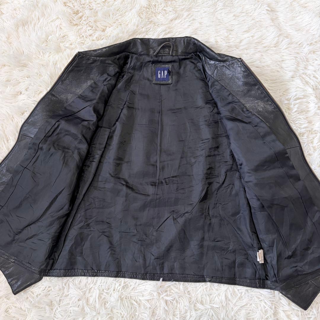 OLD GAP シングル レザージャケット ヴィンテージ 襟付き ブラック S