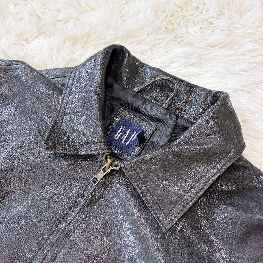 OLD GAP シングル レザージャケット ヴィンテージ 襟付き ブラック S