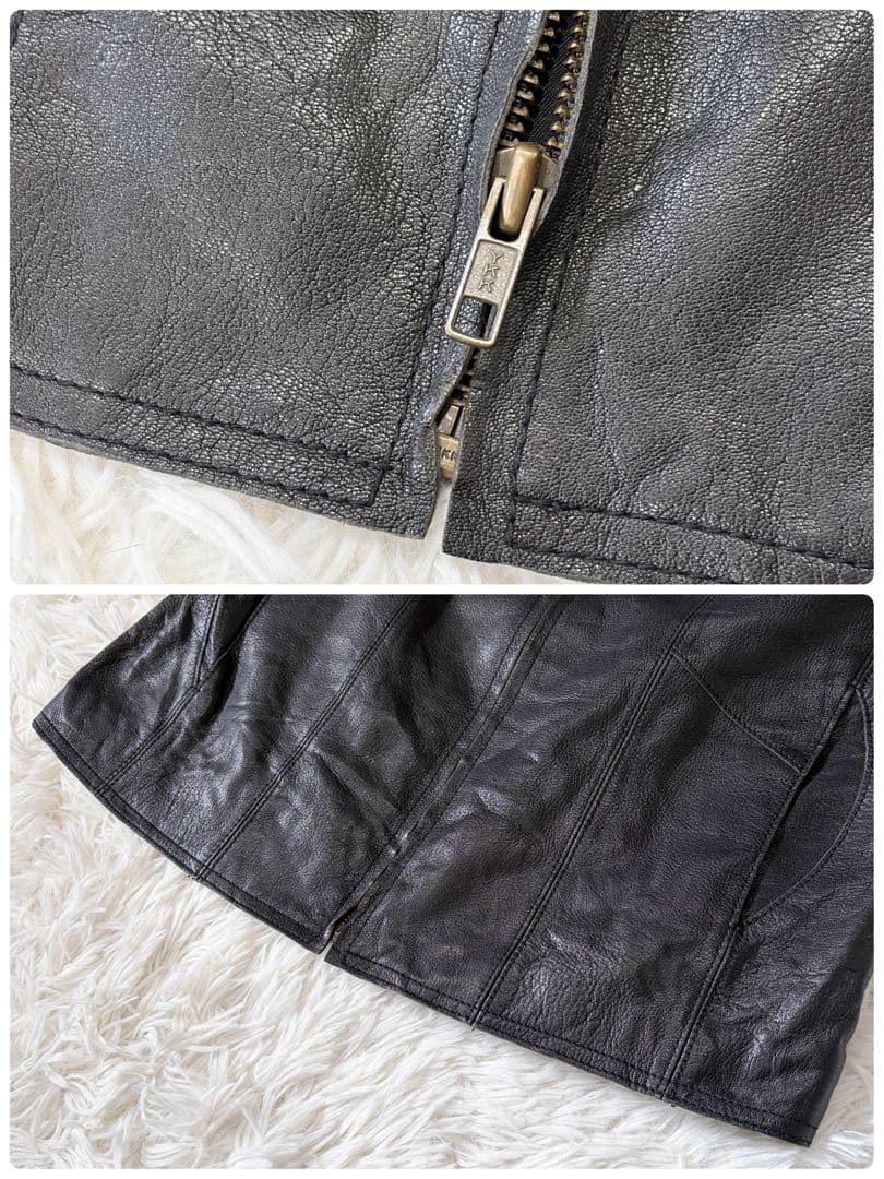 OLD GAP シングル レザージャケット ヴィンテージ 襟付き ブラック S