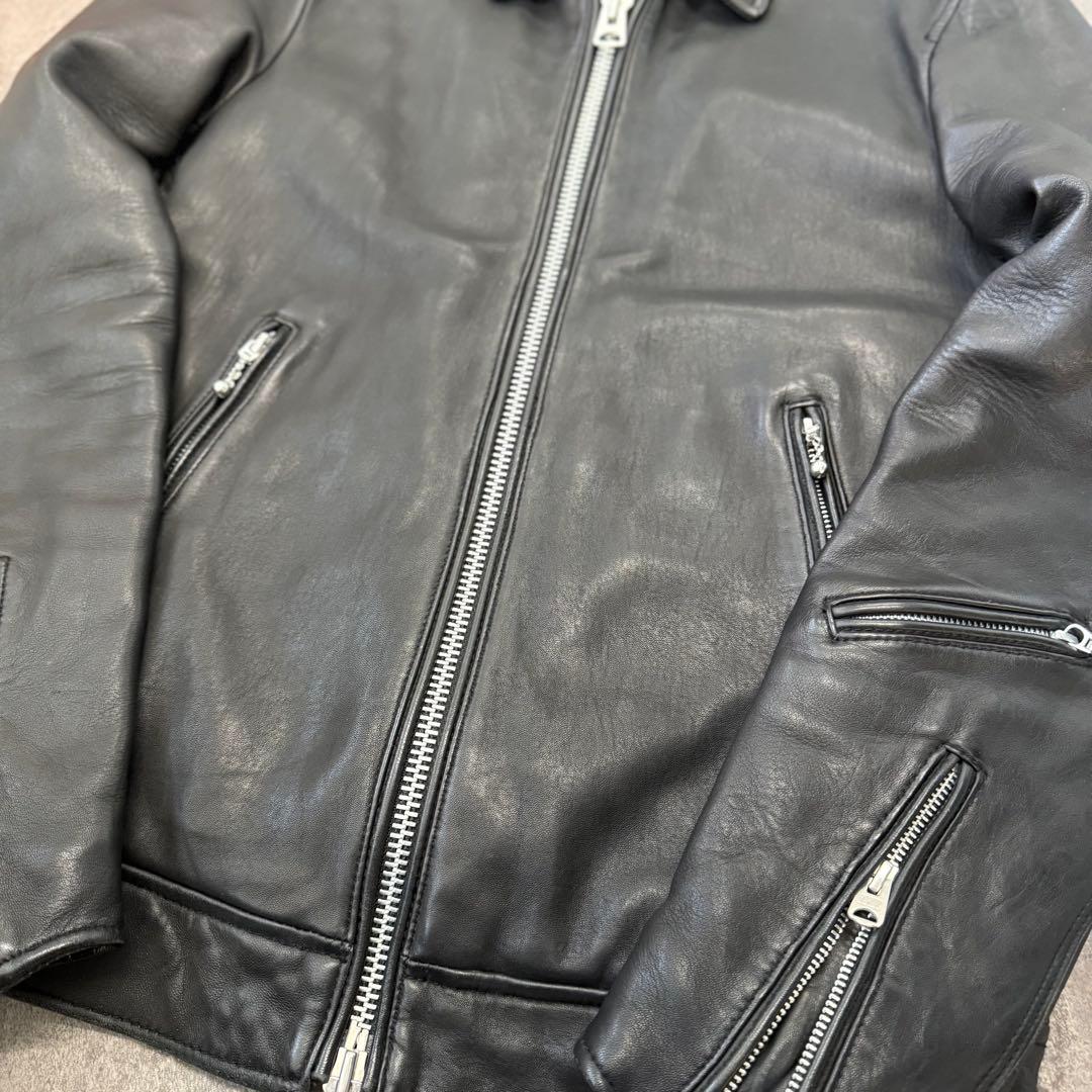 ナノユニバース　ラムレザージャケット　L キルティング中綿ジャケット