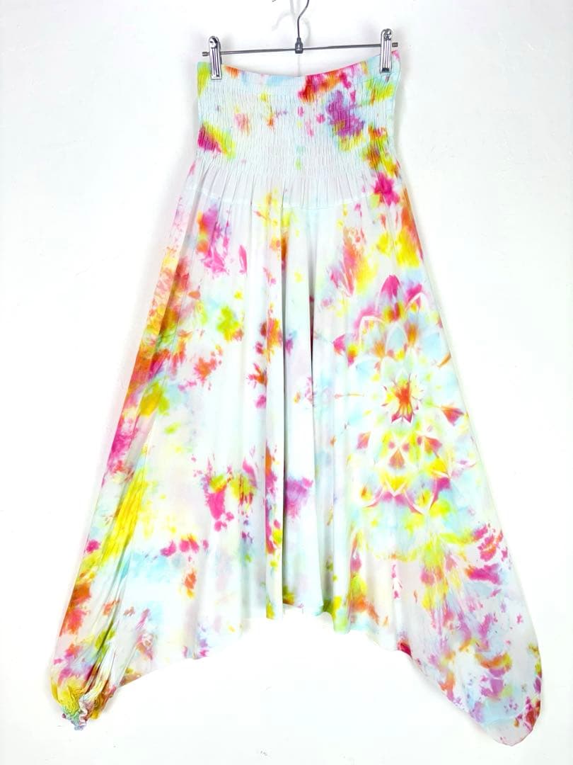 【一点もの】サルエルパンツ　ハンドメイド染め　曼荼羅　パープル