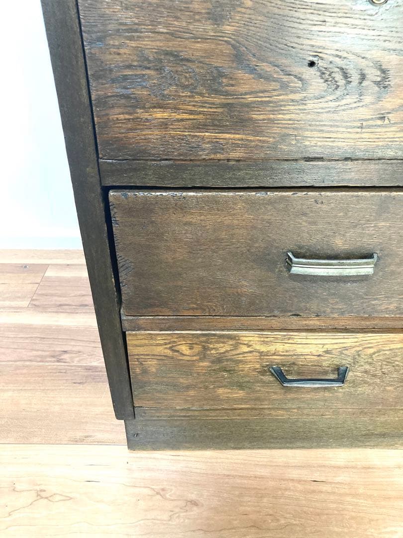 【メンテ済み】味のあるアンティークの木製引出し　 ベッドサイドテーブル　工具入れ