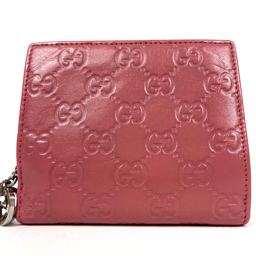 グッチ　折り財布　インターロッキング　シマレザー　GGロゴ　エンボス　レザー