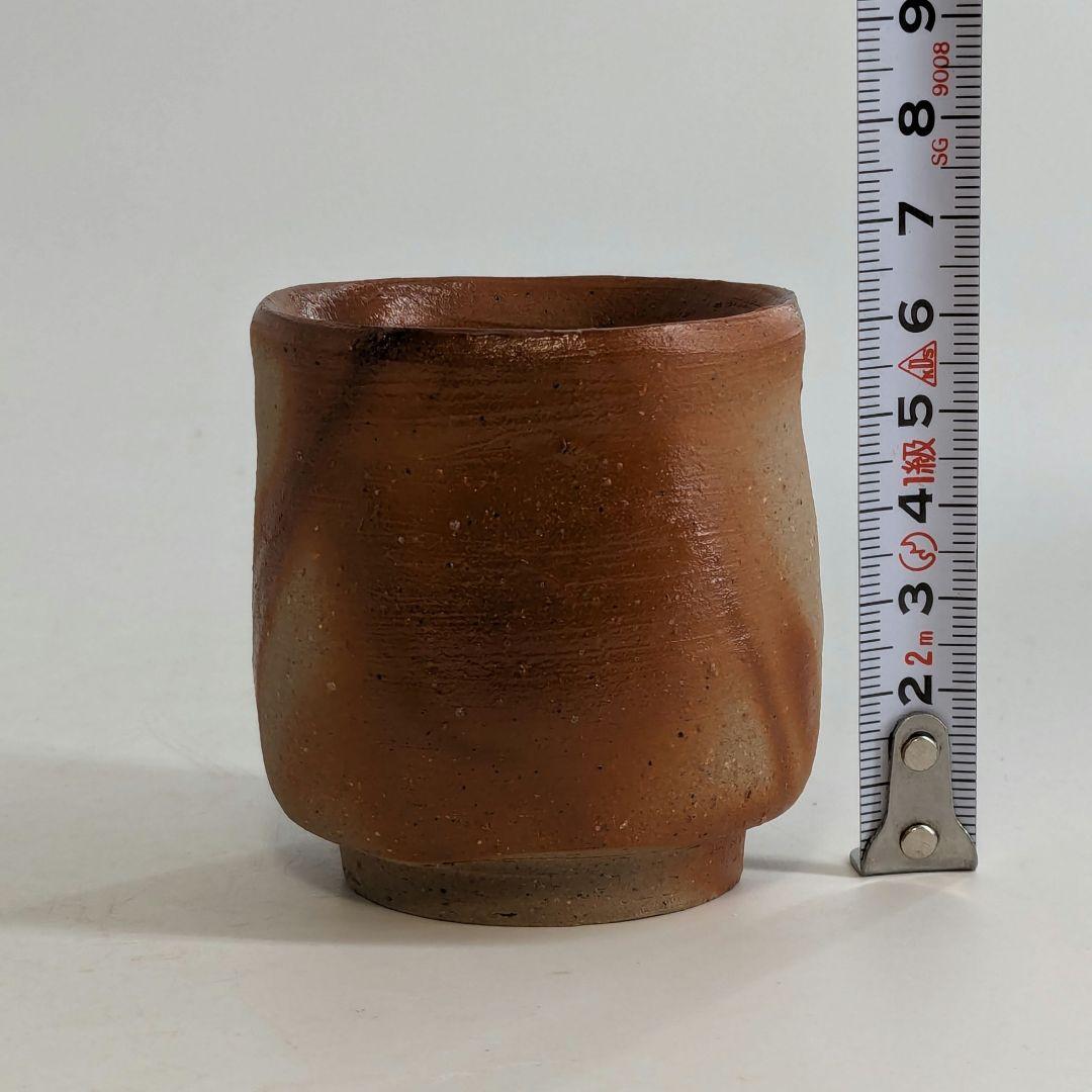 岡山県重要無形文化財 四代目 松田華山 備前焼 緋襷酒呑 共箱共布栞 酒器 酒杯