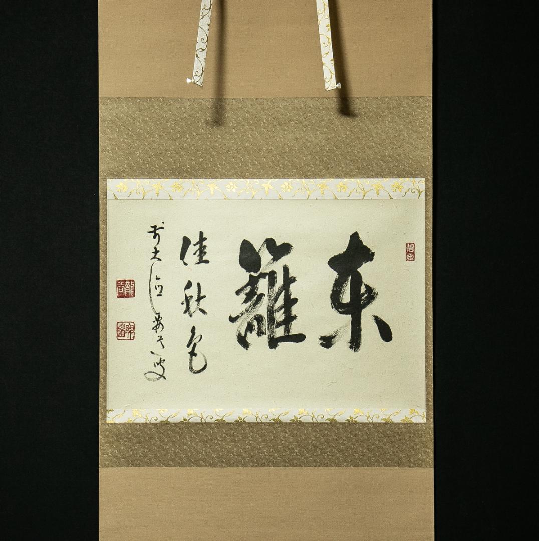 掛軸-1719　大徳寺　山口要道　「東籬佳秋色」　共箱　横幅