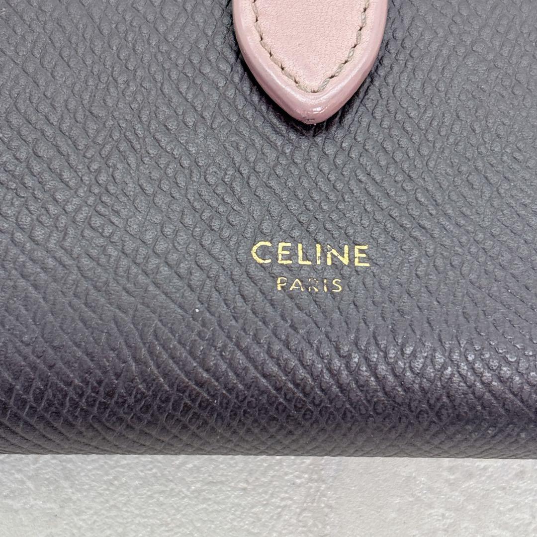 美品✨CELINE セリーヌ 折財布 スモールストラップウォレット グレー 箱付