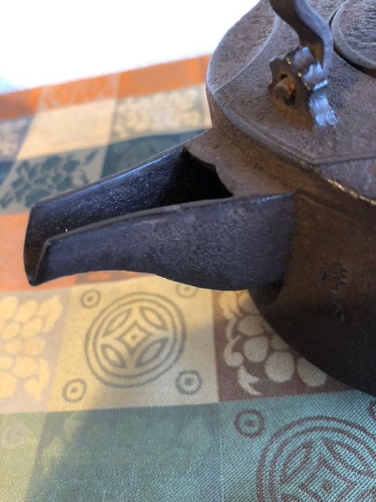 浄義　七宝　銚子　鉄瓶　共箱　 陶器蓋付き