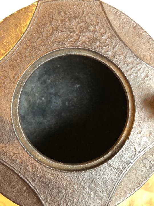 浄義　七宝　銚子　鉄瓶　共箱　 陶器蓋付き