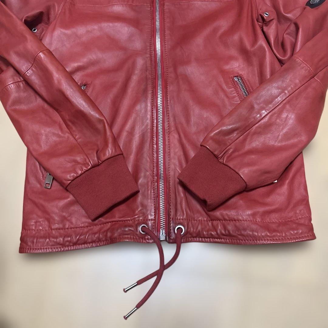 K*E様 ディーゼル　diesel 赤 レザージャケット シングルライダース　リ