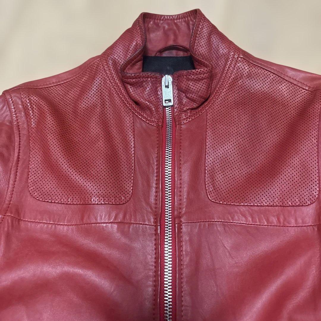 K*E様 ディーゼル　diesel 赤 レザージャケット シングルライダース　リ