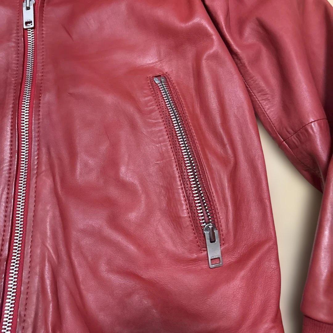 K*E様 ディーゼル　diesel 赤 レザージャケット シングルライダース　リ