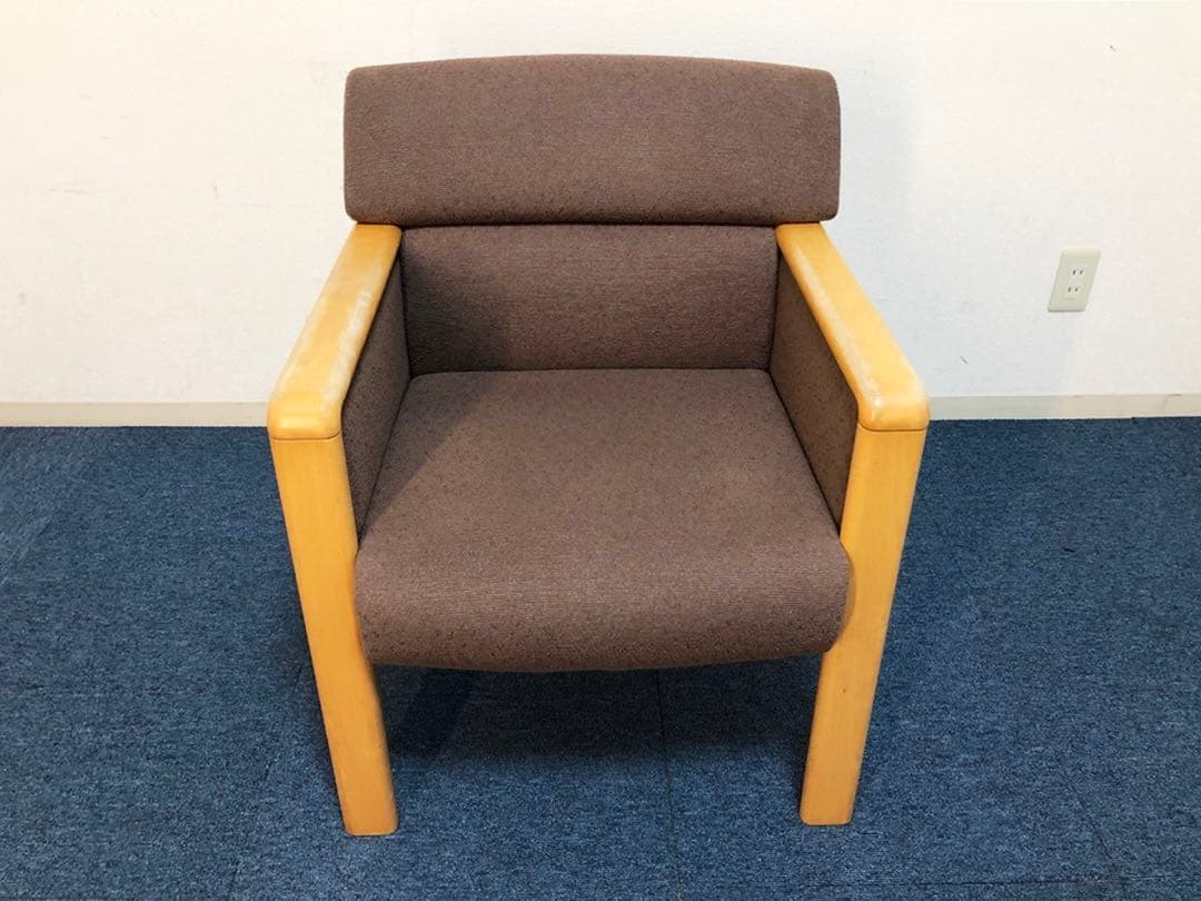 jam　okamura 高級イージーチェア1人用ソファ布生地ブラウン生地