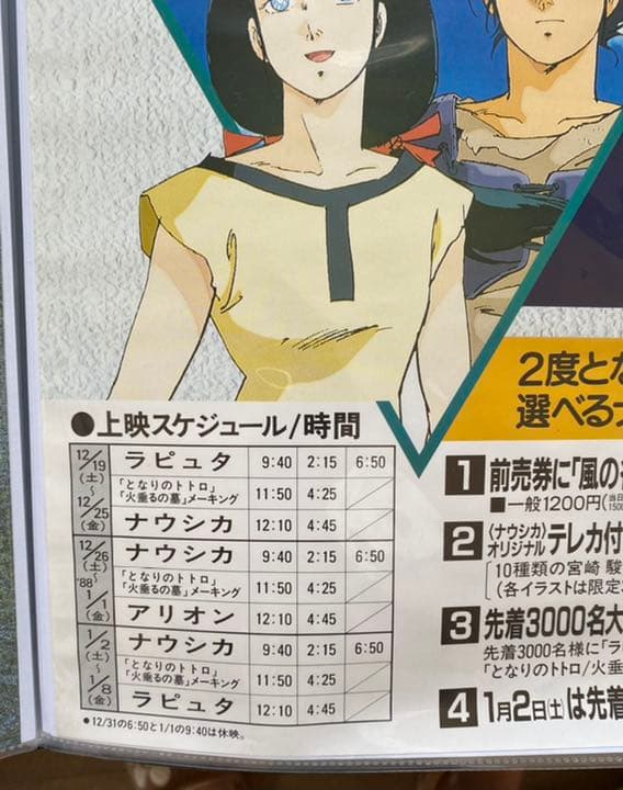 【激レア】新宿ミラノ座　ナウシカ　ラピュタ　ポスター　ジブリ　宮崎駿　B2サイズ