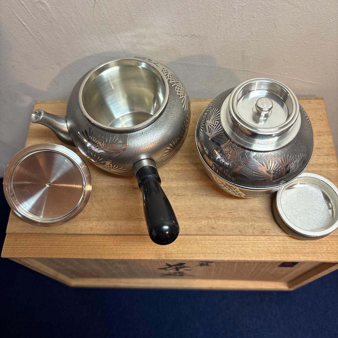 ア*️様 乾茂號造　本錫茶道具セット 急須 茶筒 茶托